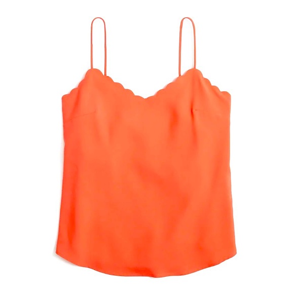TOP SHOP Neon Coral Scallop Edge Tank - Picture 1 of 4